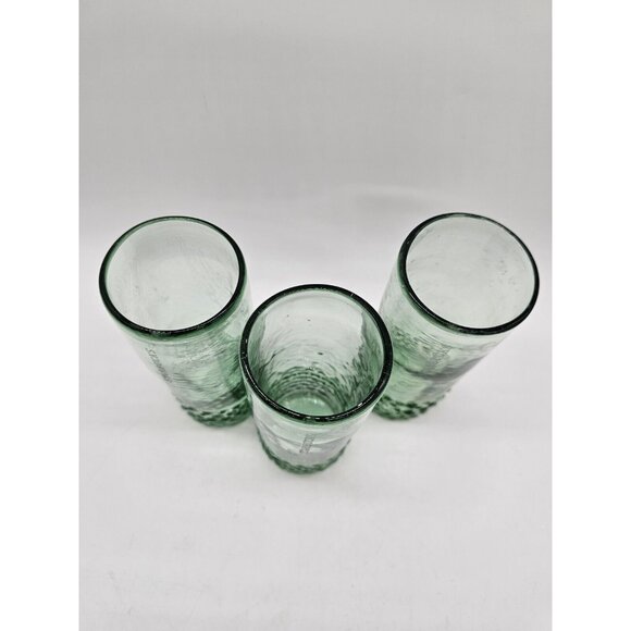 Starbucks Handblown Green Tall 7" Glasses Tumbler Hobnail Lot Of 3 Boho Recycled - Picture 8 of 9